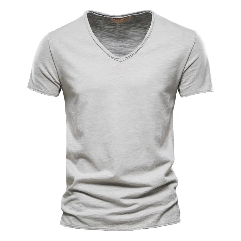 Kessoro men's casual V-neck lightweight cotton summer shirt in blue, orange, black, green and white
