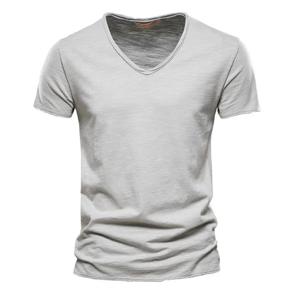 Kessoro men's casual V-neck lightweight cotton summer shirt in blue, orange, black, green and white
