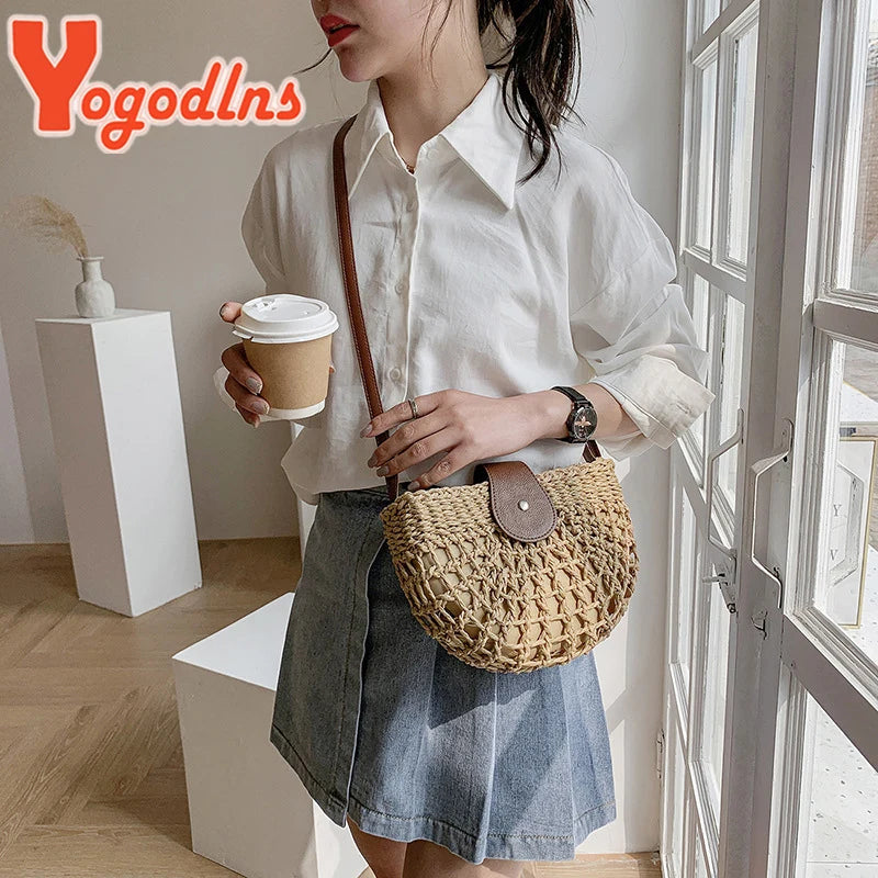 Kessoro Women's Handwoven Straw Crossbody Tote Bag — view 5