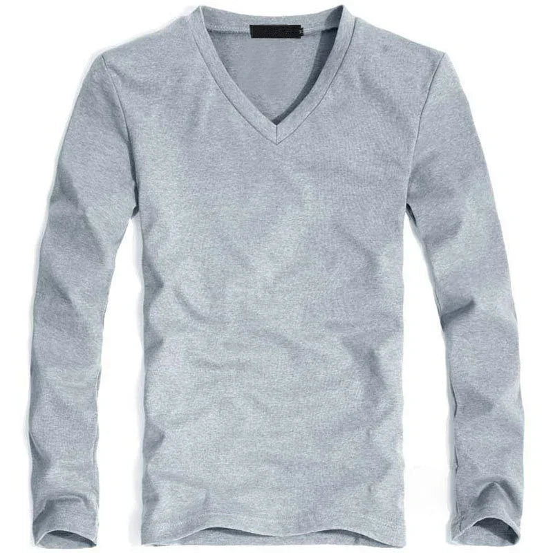 Men's solid long-sleeve T-shirt, side view