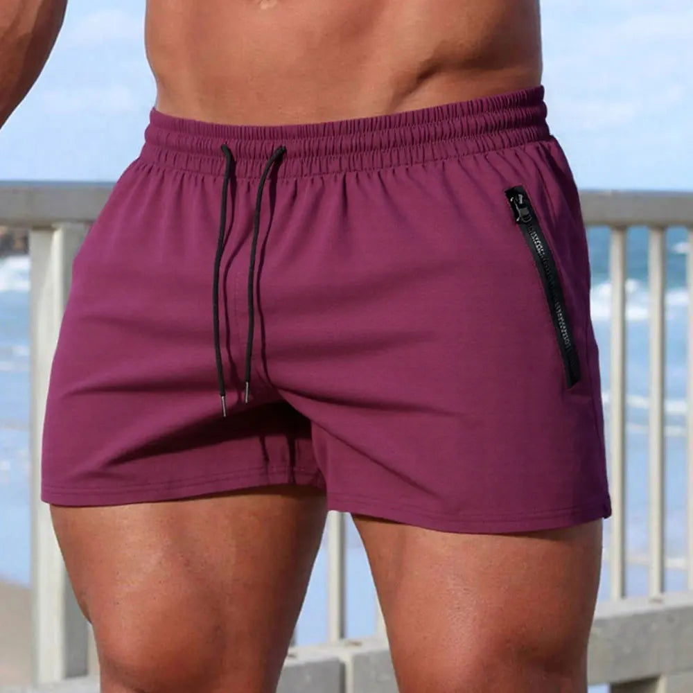 Kessoro Men's Solid Colour Drawstring Swim Trunks — view 9