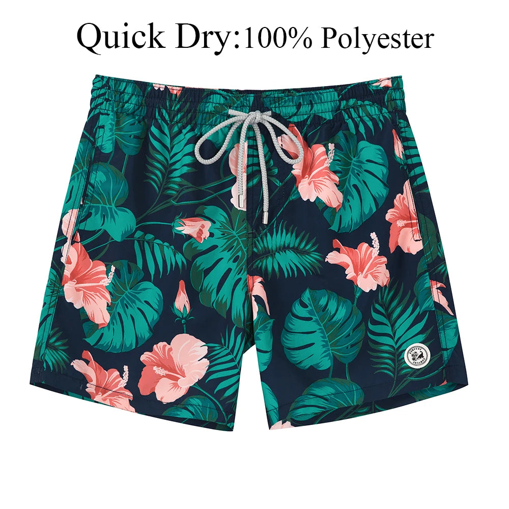 Men's quick-dry 4-way stretch swim trunks, flat lay