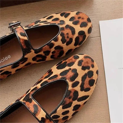 Kessoro Women's Leopard Print Soft-Sole Mary Jane Flats — view 4