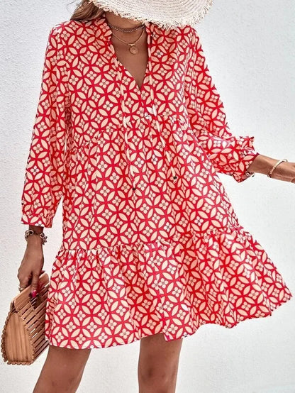 Kessoro Women's V-Neck Printed Knee-Length Summer Dress — view 12