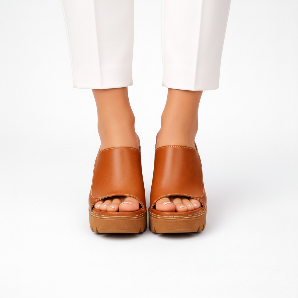 Kessoro women's classic platform strap heels in brown, black, beige, white and red, for women