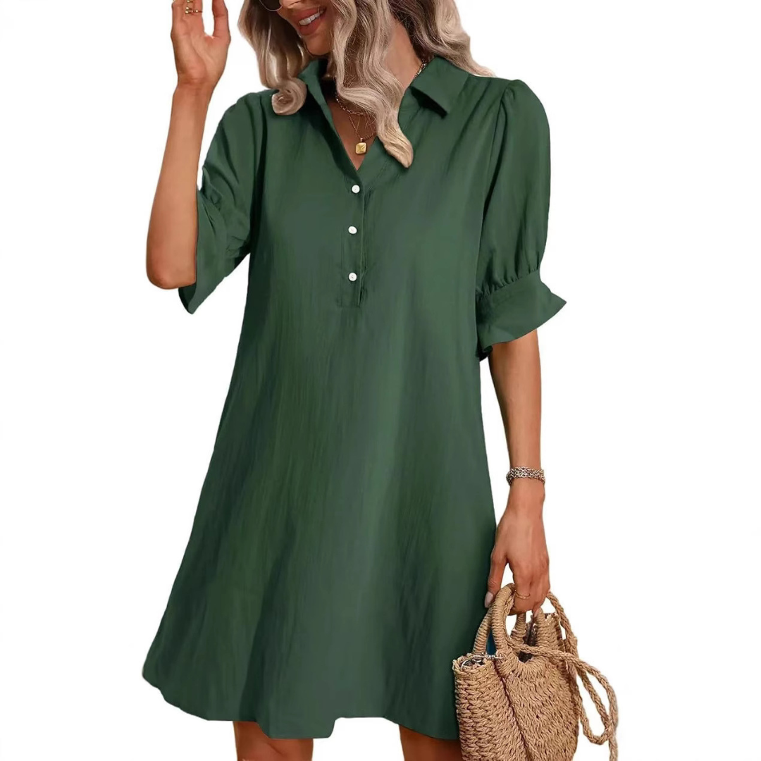 Kessoro women's casual button-down shirt dress in black, pink, aqua green, blue and navy