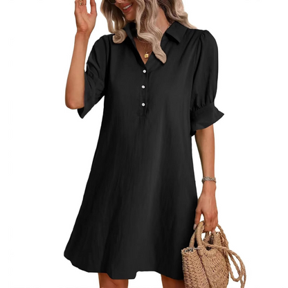 Kessoro women's casual button-down shirt dress in black, pink, aqua green, blue and navy