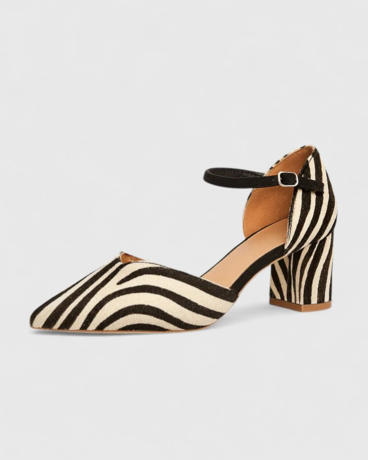 Women's black slingback pointed-toe block heels