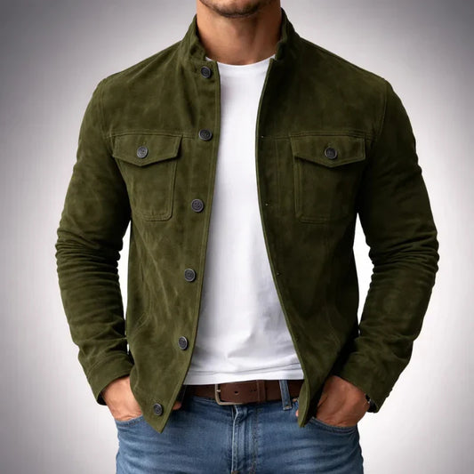 Kessoro men's suede multi-pocket field jacket in green, brown and black