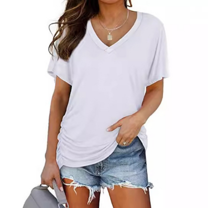 Kessoro women's V-neck loose fit batwing blouse in green, black, grey, pink, khaki and white