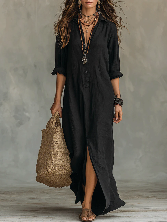 Women's flattering silhouette maxi dress in black, white and green