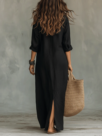 Women's flattering silhouette maxi dress in black, white and green