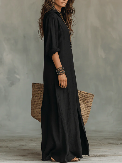 Women's flattering silhouette maxi dress in black, white and green