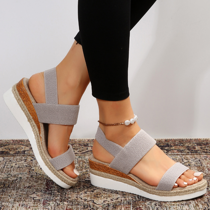 Women's classic orthopedic comfort sandal in brown, black and blue with cushioned sole
