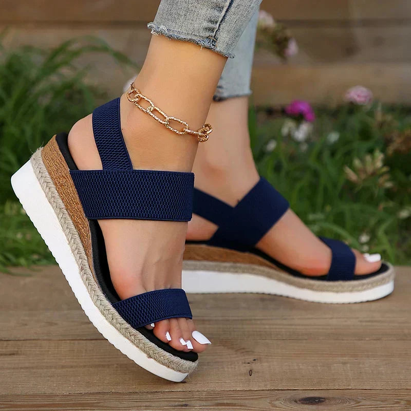 Women's classic orthopedic comfort sandal in brown, black and blue with cushioned sole