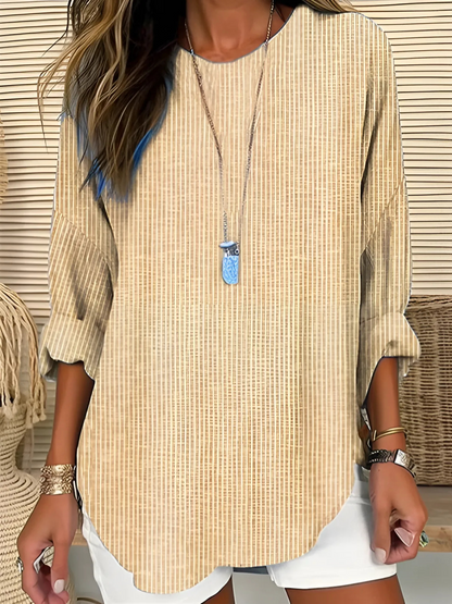 Women's striped relaxed drape blouse with a softly flowing silhouette