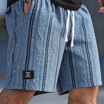 Kessoro men's textured drawstring waist casual shorts in brown, white, black, grey and blue