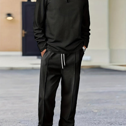 Kessoro Men's Waffle-Knit Two-Piece Outfit Set in white and black, image 11 of 21.