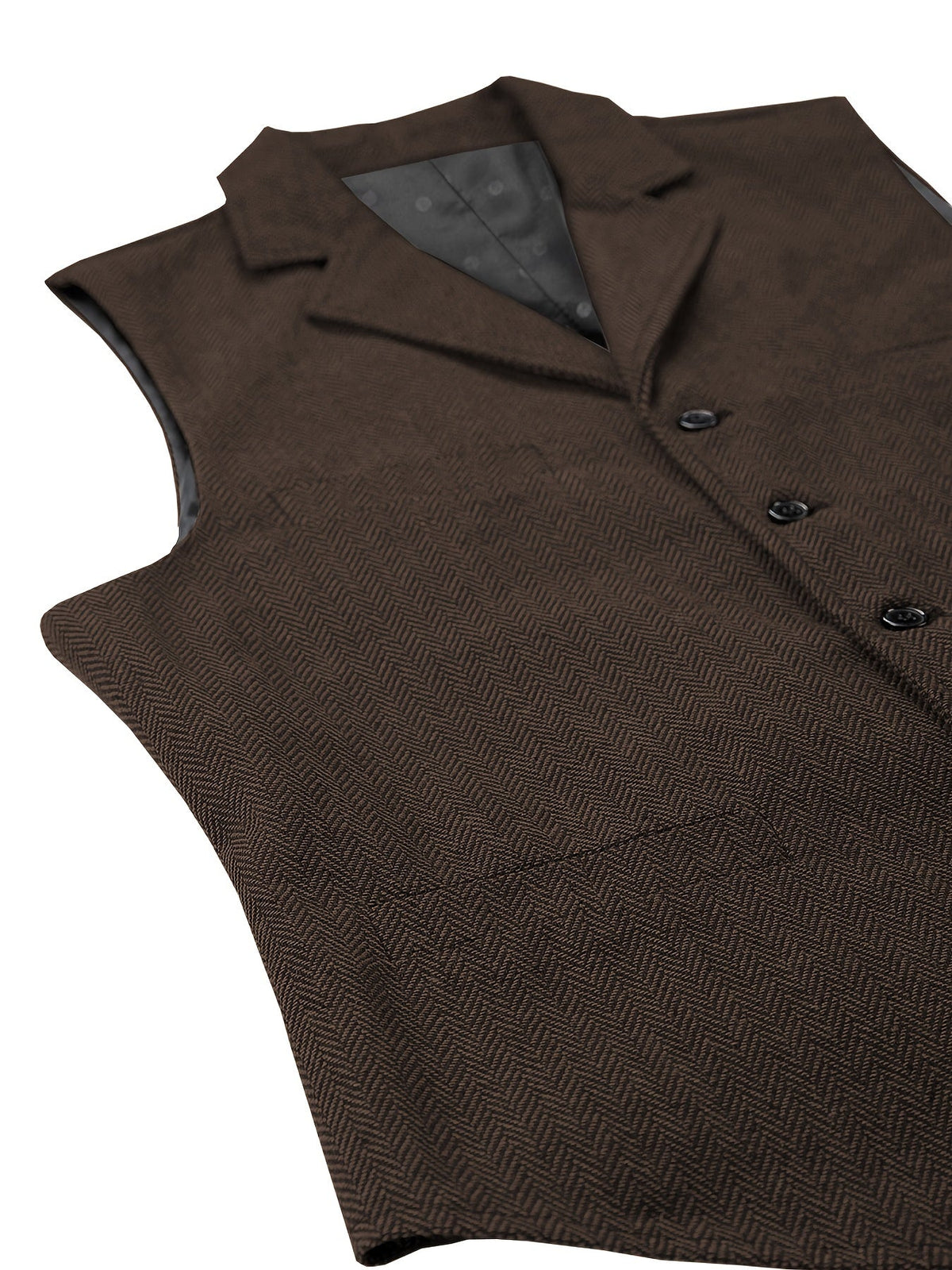 Kessoro Men's Refined Herringbone Tailored Waistcoat in black, coffee brown, royal blue, green and light brown - men's apparel, view 14 of 35