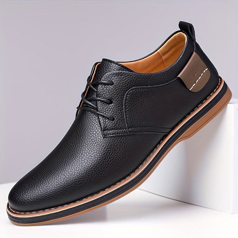 Men's classic leather-look lace-up derby shoes in brown and black, view 8