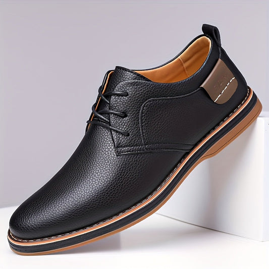 Men's classic leather-look lace-up derby shoes in brown and black