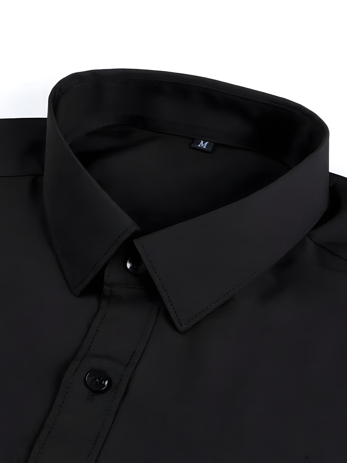 Kessoro men's tailored long-sleeve button-up dress shirt in black, white and light blue – view 9