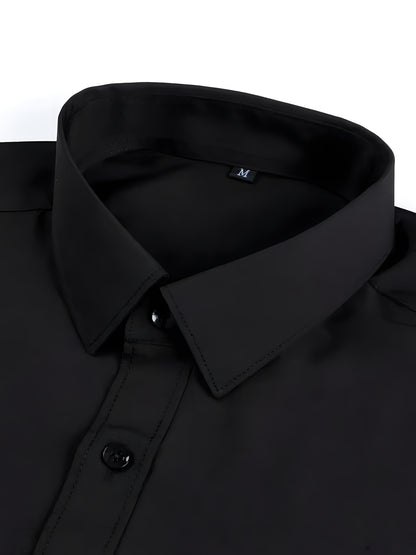 Kessoro men's tailored long-sleeve button-up dress shirt in black, white and light blue – view 9
