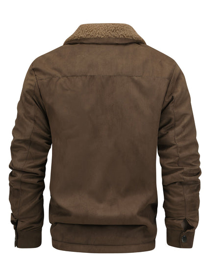 Kessoro men's fleece-lined multi-pocket winter jacket in coffee brown - product view 4