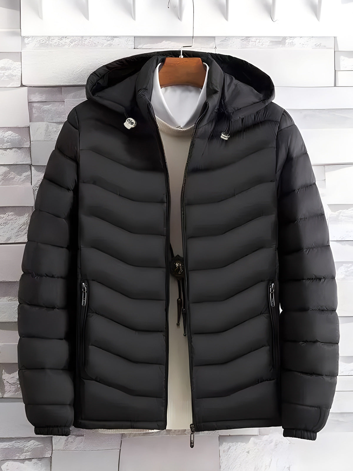 Kessoro Women's Hooded Quilted Puffer Jacket in black and grey, image 4 of 11.