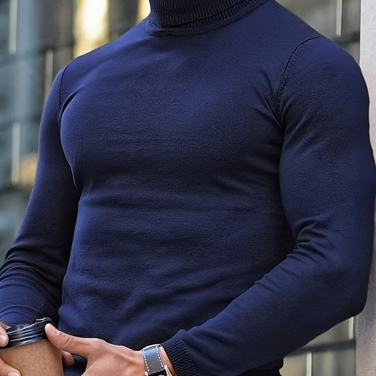 Kessoro women's high-neck turtleneck top in navy, black or burgundy, view 1 of 18