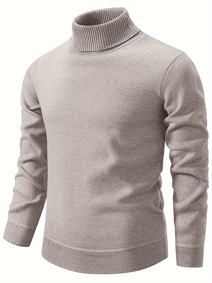 Kessoro men's cozy ribbed roll-neck sweater with a lined interior in muted winter colourways
