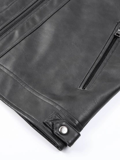 Kessoro stand collar zip-front biker jacket for men in Black, view 5