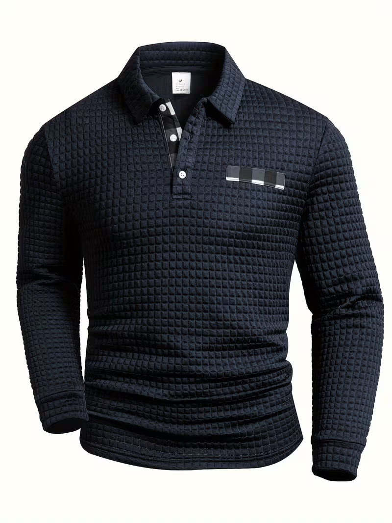 Kessoro men's plaid pattern button-up shirt in black, sky blue, grey, white and red