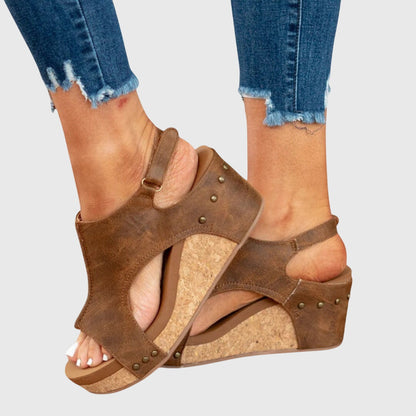 Kessoro women's open toe adjustable orthopedic wedge sandals in beige, black and brown