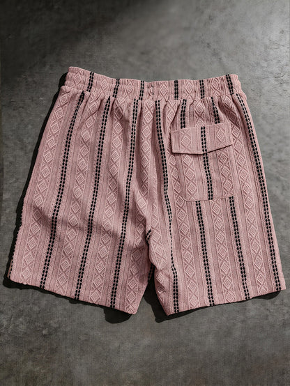 Kessoro men's textured drawstring waist casual shorts in brown, white, black, grey and blue