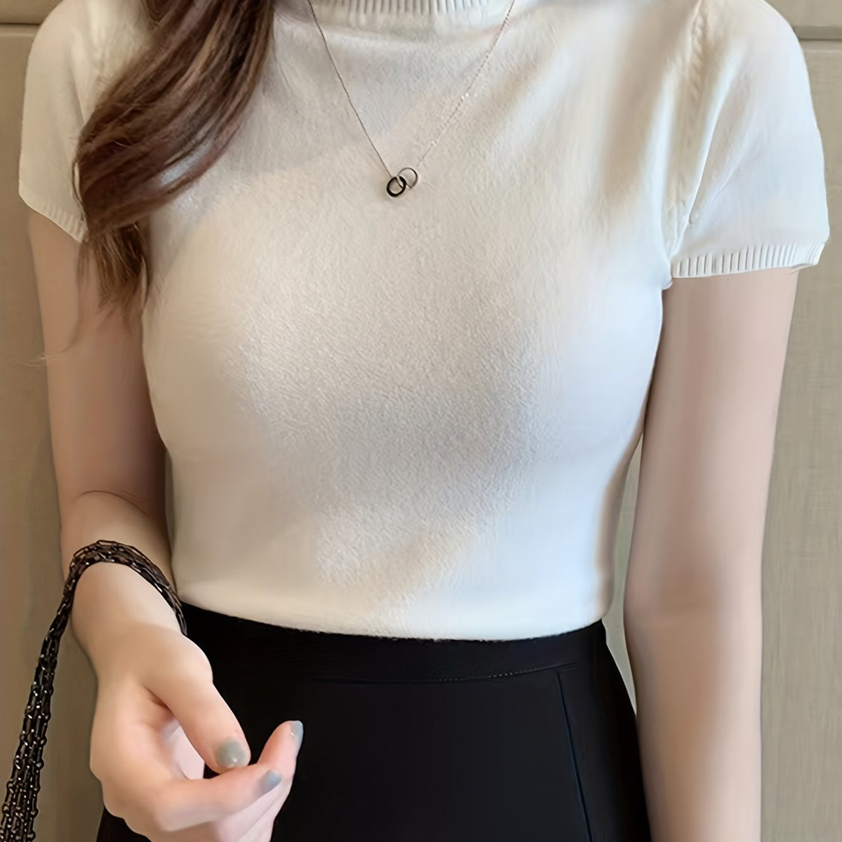 Kessoro women's short-sleeve mock-neck top in one of five colourways, view 6 of 29