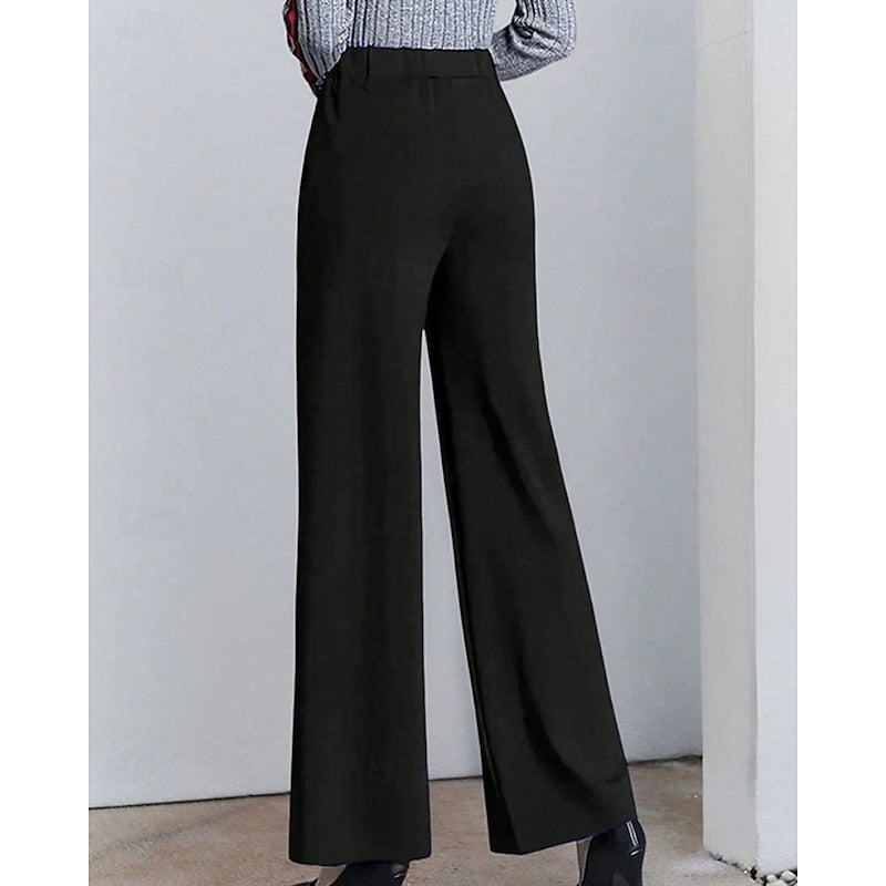 Kessoro women's high-waist wide-leg tailored pants in black and white