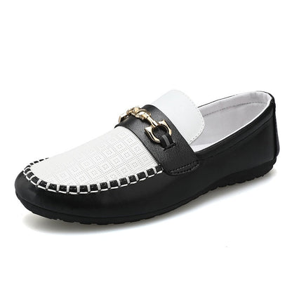 Kessoro men's refined slip-on bit loafers in black, white and yellow - product view 4