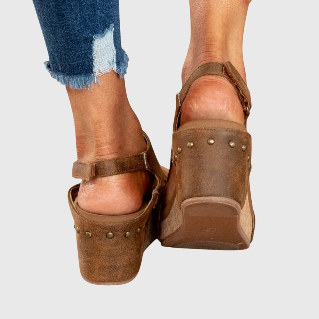 Kessoro women's open toe adjustable orthopedic wedge sandals in beige, black and brown