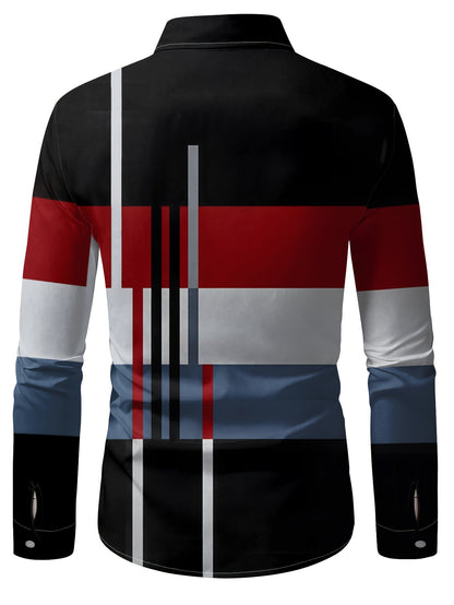 Kessoro men's colour-block long-sleeve shirt in brown, dark grey or black, view 14 of 17