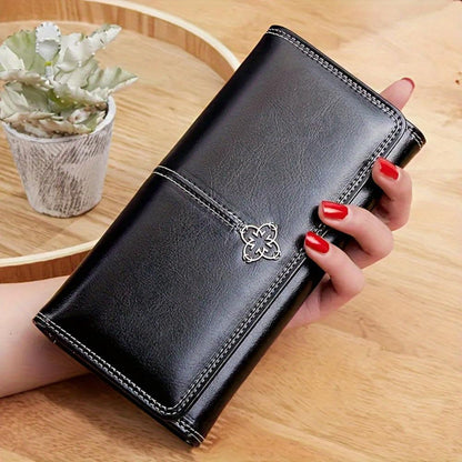 Kessoro women's premium flap long wallet in red, black, brown and blue