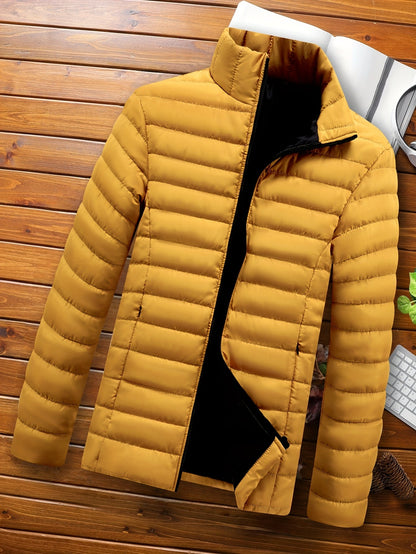 Kessoro men's lightweight windproof quilted jacket in yellow, black and green - product view 2