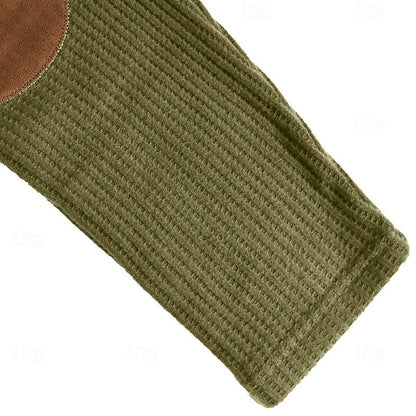 Kessoro men's textured colour-block long-sleeve polo shirt in blue, green, grey and burgundy tones, view 6