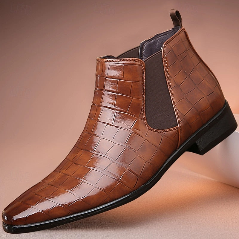 Kessoro Men's Polished Slip-On Chelsea Boots in black and brown tones - men's footwear, view 5 of 13