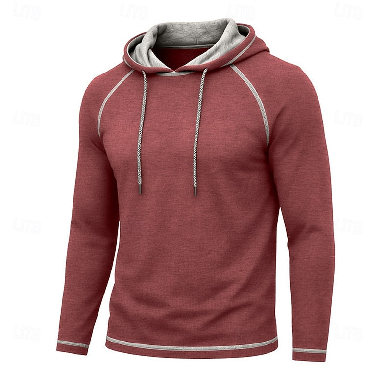 Kessoro men's raglan-sleeve drawstring pullover hoodie in assorted colourways, view 8