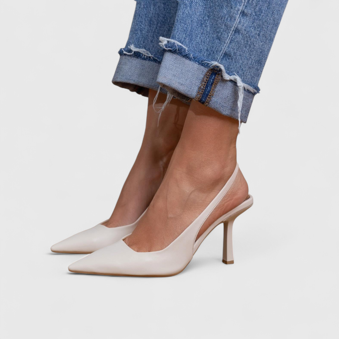 Kessoro women's cushioned pointed toe heels in beige, brown, black and white