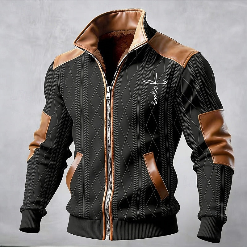 Kessoro Men's Insulated Stand-Collar Jacket in white, army green, khaki and more colours, image 6 of 6.