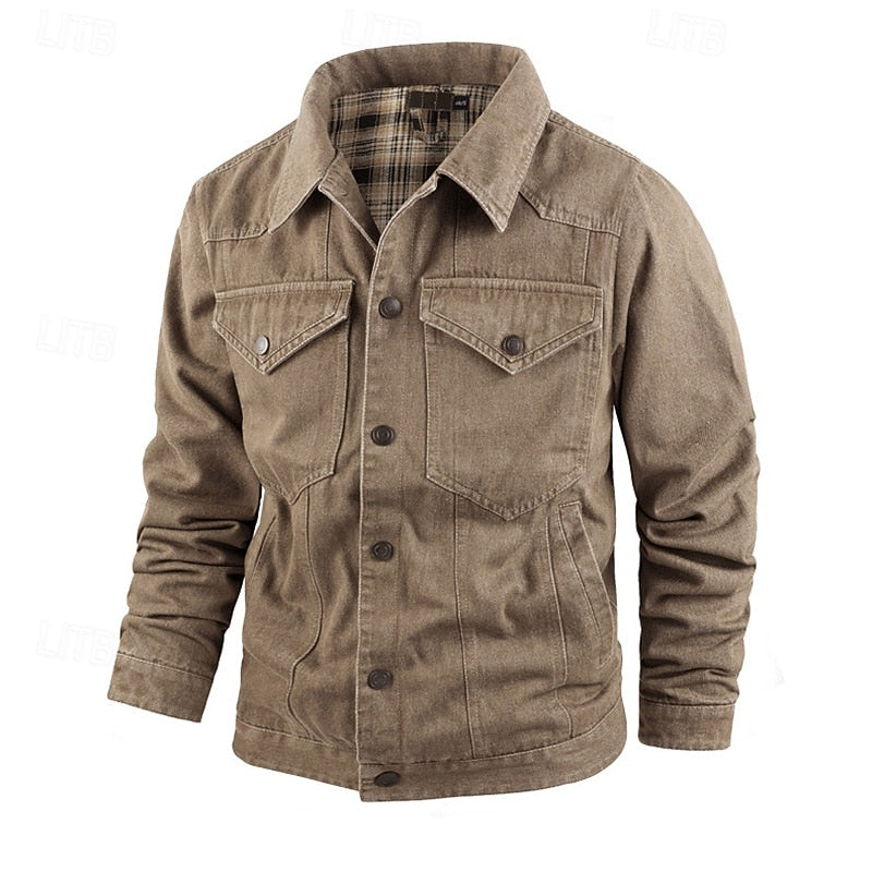 Kessoro men's rugged check-lined everyday jacket in brown, dark blue, black and green