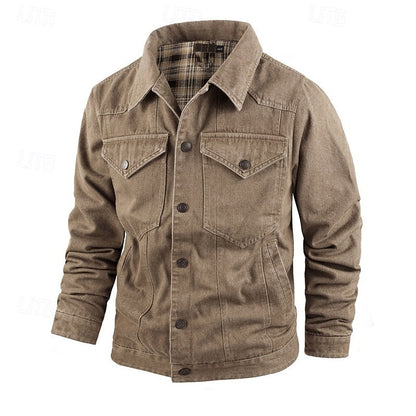 Kessoro men's rugged check-lined everyday jacket in brown, dark blue, black and green