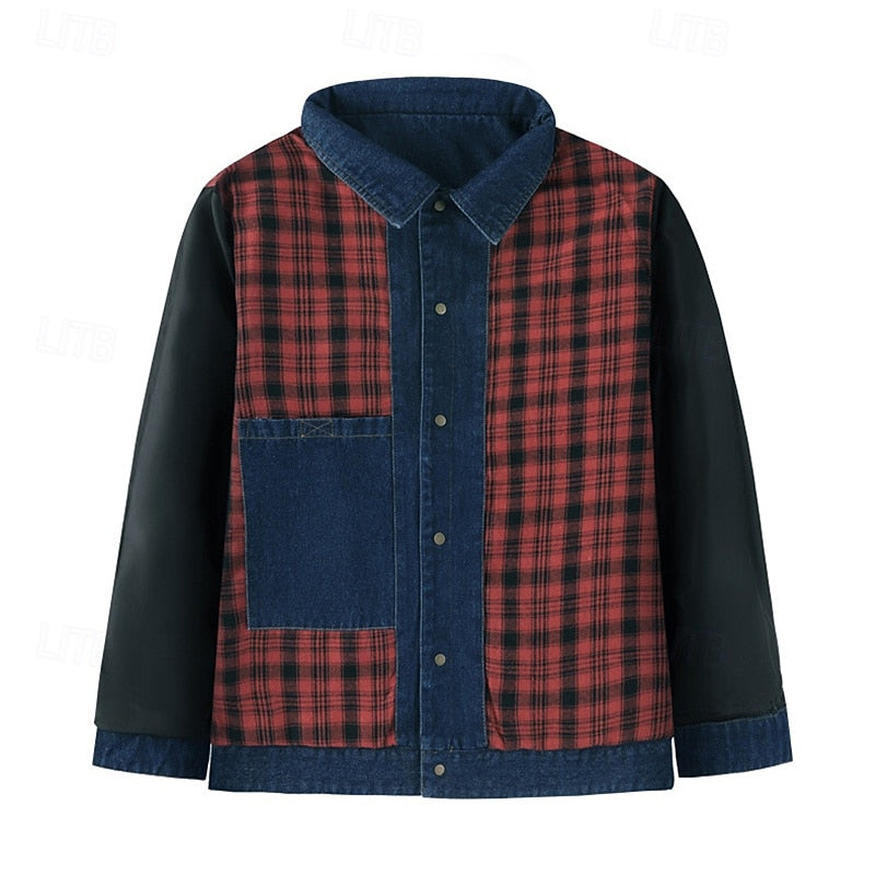 Kessoro men's rugged check-lined everyday jacket in brown, dark blue, black and green